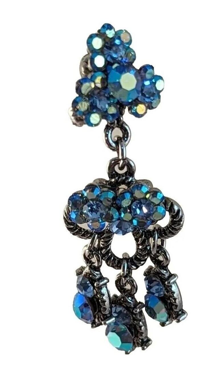 Aurora Crystal Earrings Post And Disc Backs To Steady On Ear 3/4" X 2"drop